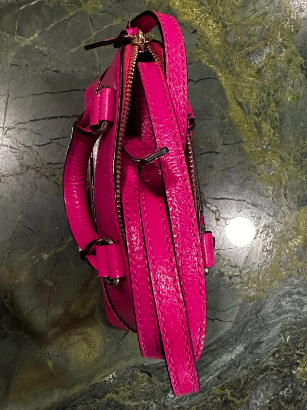 KATE SPADE HOT Pink Leather Mini Satchel with Crossbody Strap 8” x 5.5 x2.5”
